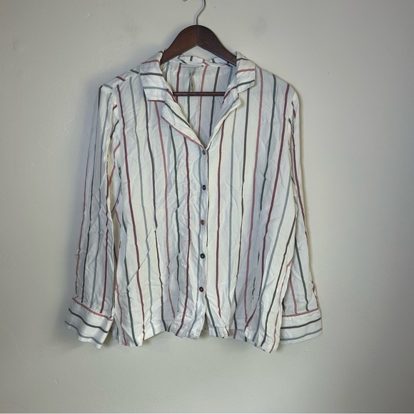 Cozy Earth Striped Pajama Set Top Pants Women's Size L Rayon‎ Tencel